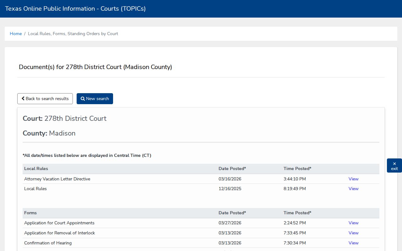 Madison County criminal court case local rules and standing orders