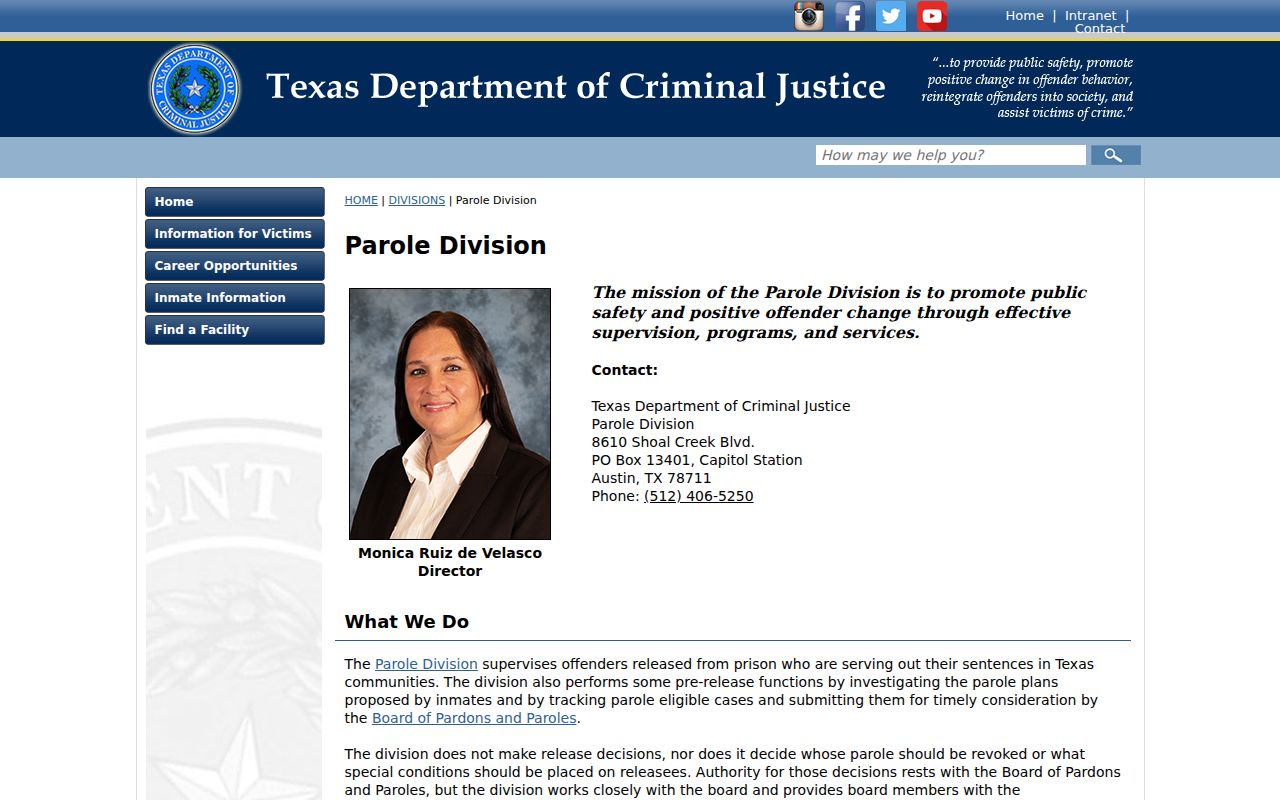 Madison County criminal records TDCJ parole division